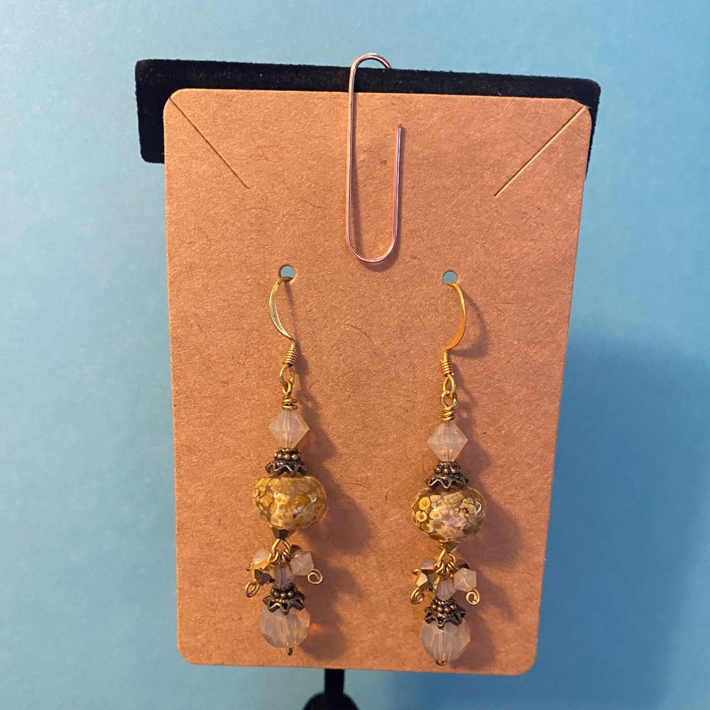 Handmade yellow dangle earrings